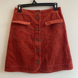 LOFT A-Line Corduroy Skirt in Deep Orange